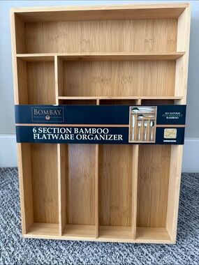 Bombay Bamboo 6 Section Flatware Organizer - Natural Wood